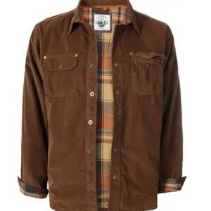 Men's Shirt Jacket Brown Corduroy Flannel Lined